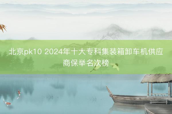 北京pk10 2024年十大专科集装箱卸车机供应商保举名次榜