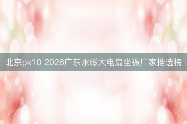 北京pk10 2026广东永磁大电扇坐褥厂家推选榜