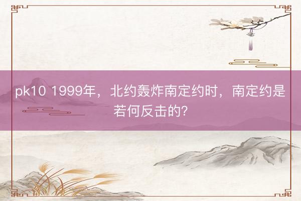 pk10 1999年,北约轰炸南定约时,南定约是若何反击的?