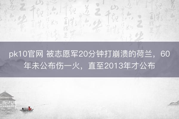 pk10官网 被志愿军20分钟打崩溃的荷兰,60年未公布伤一火,直至2013年才公布