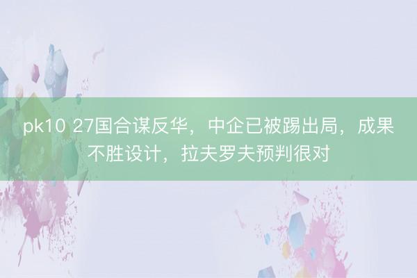 pk10 27国合谋反华,中企已被踢出局,成果不胜设计,拉夫罗夫预判很对