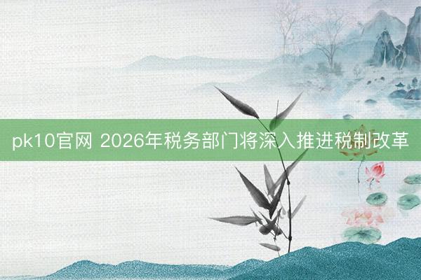 pk10官网 2026年税务部门将深入推进税制改革