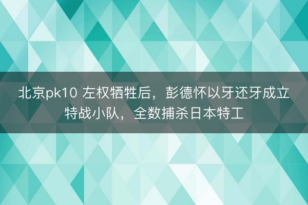 北京pk10 左权牺牲后,彭德怀以牙还牙成立特战小队,全数捕杀日本特工