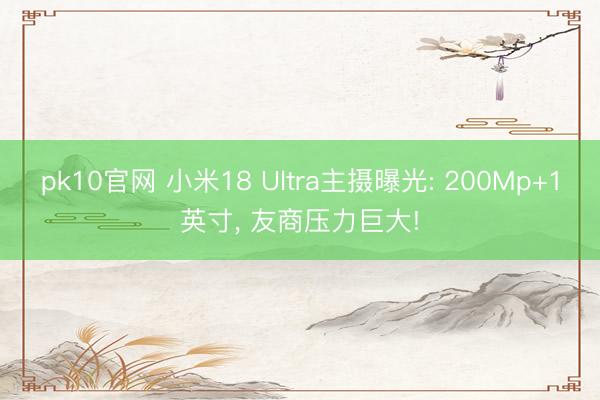 pk10官网 小米18 Ultra主摄曝光: 200Mp+1英寸， 友商压力巨大!