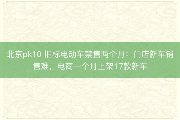 北京pk10 旧标电动车禁售两个月：门店新车销售难，电商一个月上架17款新车
