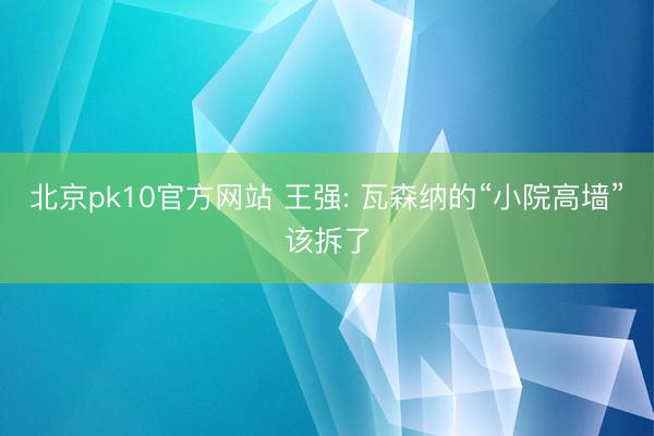 北京pk10官方网站 王强: 瓦森纳的“小院高墙”该拆了