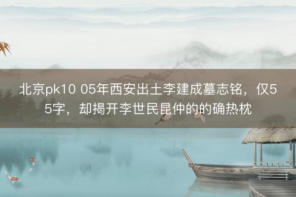 北京pk10 05年西安出土李建成墓志铭，仅55字，却揭开李世民昆仲的的确热枕