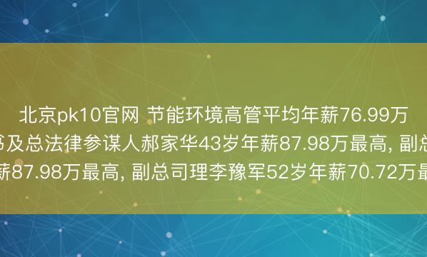 北京pk10官网 节能环境高管平均年薪76.99万: 副总司理、董事会文书及总法律参谋人郝家华43岁年薪87.98万最高, 副总司理李豫军52岁年薪70.72万最低