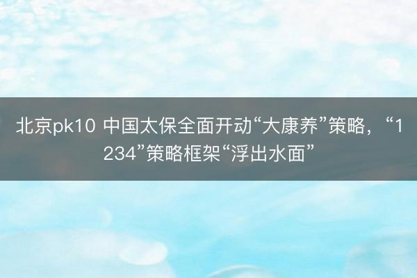 北京pk10 中国太保全面开动“大康养”策略，“1234”策略框架“浮出水面”