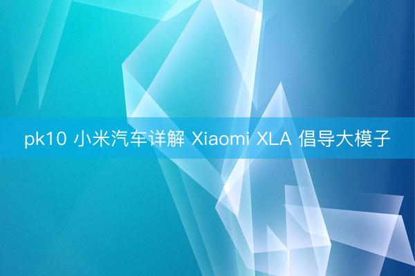 pk10 小米汽车详解 Xiaomi XLA 倡导大模子