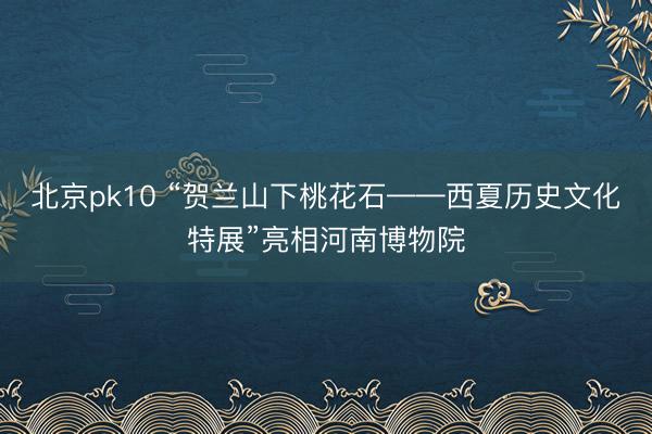 北京pk10 “贺兰山下桃花石——西夏历史文化特展”亮相河南博物院