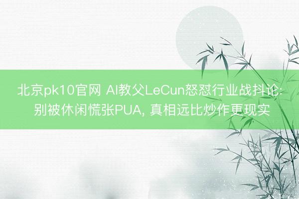 北京pk10官网 AI教父LeCun怒怼行业战抖论: 别被休闲慌张PUA， 真相远比炒作更现实