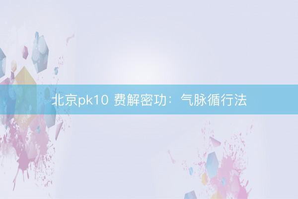 北京pk10 费解密功：气脉循行法