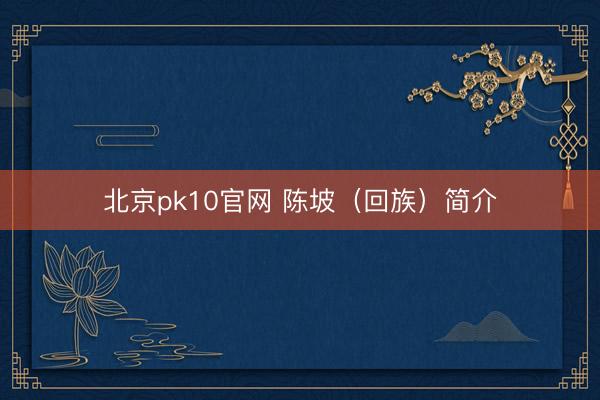 北京pk10官网 陈坡（回族）简介