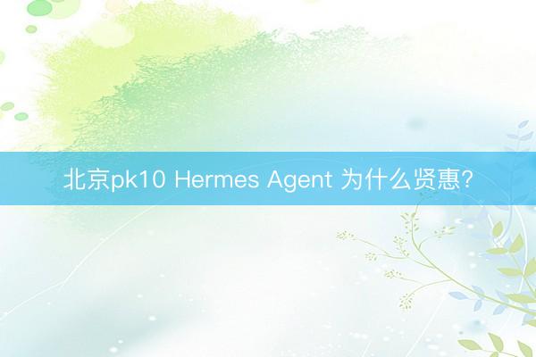 北京pk10 Hermes Agent 为什么贤惠?