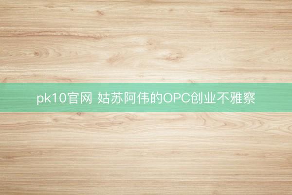 pk10官网 姑苏阿伟的OPC创业不雅察