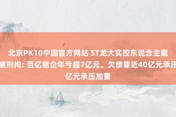 北京PK10中国官方网站 ST龙大实控东说念主戴学斌被刑拘: 百亿猪企年亏超7亿元、欠债靠近40亿元承压加重