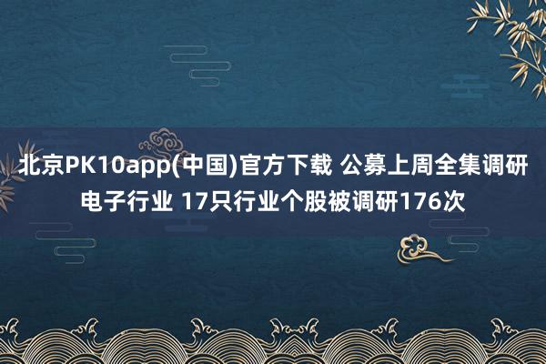 北京PK10app(中国)官方下载 公募上周全集调研电子行业 17只行业个股被调研176次