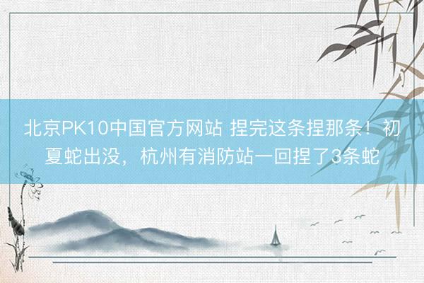 北京PK10中国官方网站 捏完这条捏那条！初夏蛇出没，杭州有消防站一回捏了3条蛇