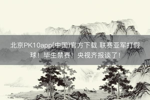 北京PK10app(中国)官方下载 联赛亚军打假球！毕生禁赛！央视齐报谈了！