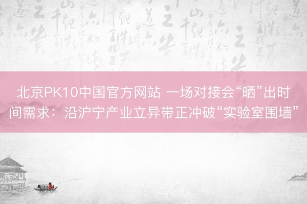 北京PK10中国官方网站 一场对接会“晒”出时间需求：沿沪宁产业立异带正冲破“实验室围墙”