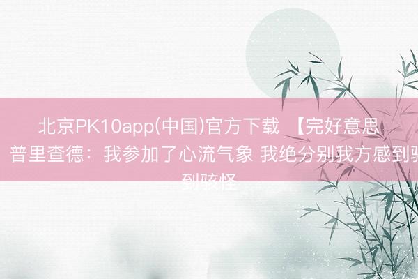 北京PK10app(中国)官方下载 【完好意思版】普里查德：我参加了心流气象 我绝分别我方感到骇怪