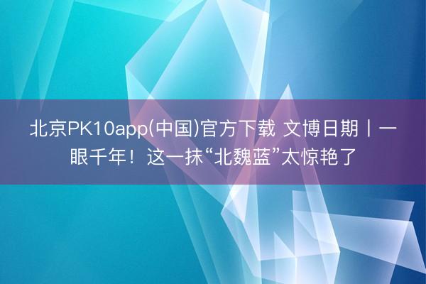 北京PK10app(中国)官方下载 文博日期丨一眼千年！这一抹“北魏蓝”太惊艳了