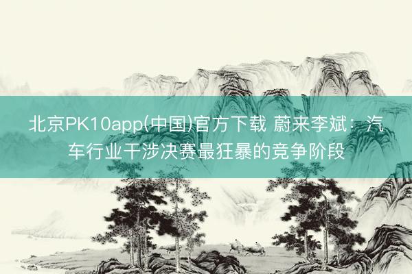北京PK10app(中国)官方下载 蔚来李斌：汽车行业干涉决赛最狂暴的竞争阶段