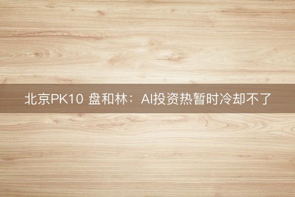 北京PK10 盘和林：AI投资热暂时冷却不了