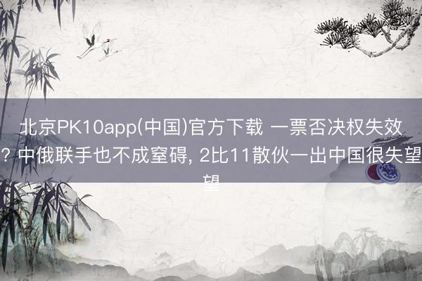 北京PK10app(中国)官方下载 一票否决权失效? 中俄联手也不成窒碍， 2比11散伙一出中国很失望