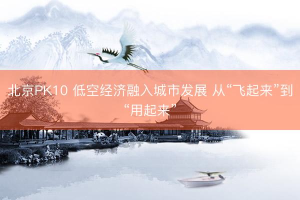 北京PK10 低空经济融入城市发展 从“飞起来”到“用起来”