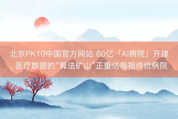 北京PK10中国官方网站 60亿「AI病院」开建, 医疗数据的“算法矿山”正重估每祖传统病院